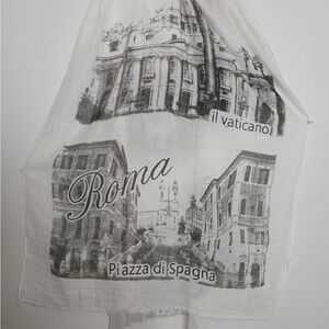White Scarf with Rome Print